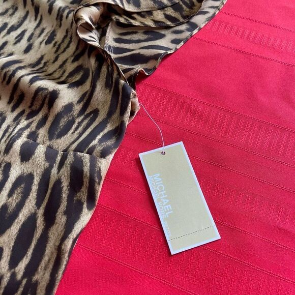 NWT Michael Michael Kors Barley Leopard Top Blouse Size 14P New - Picture 5 of 8